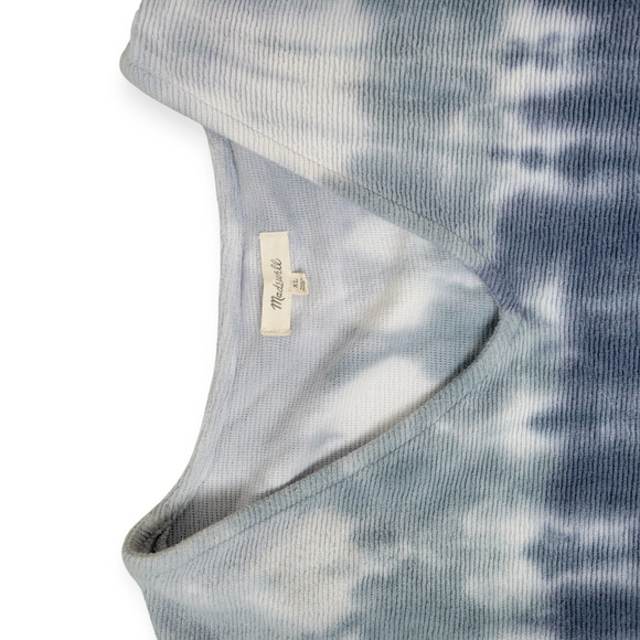Madewell Ottoman Jacquard V-Neck Setlist Boxy Crop Top Tie-Dye Blue Women Sz XL - Picture 3 of 10
